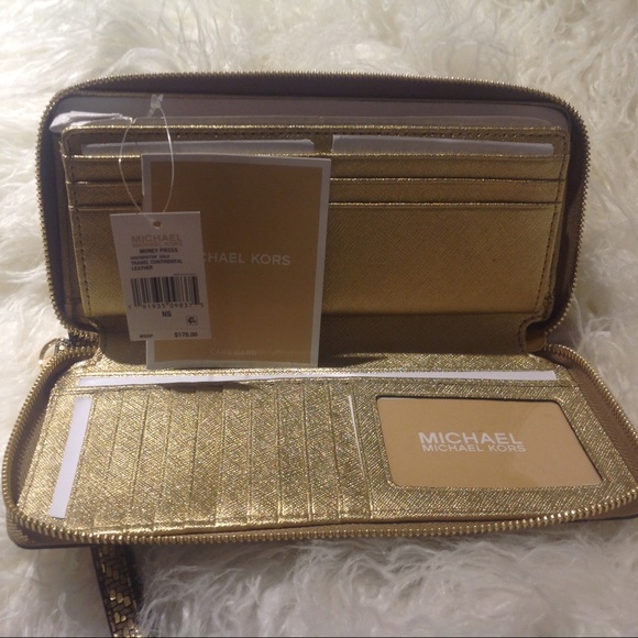 Michael Kors Gold Leather Continental Wallet! NWT! - Picture 3 of 5